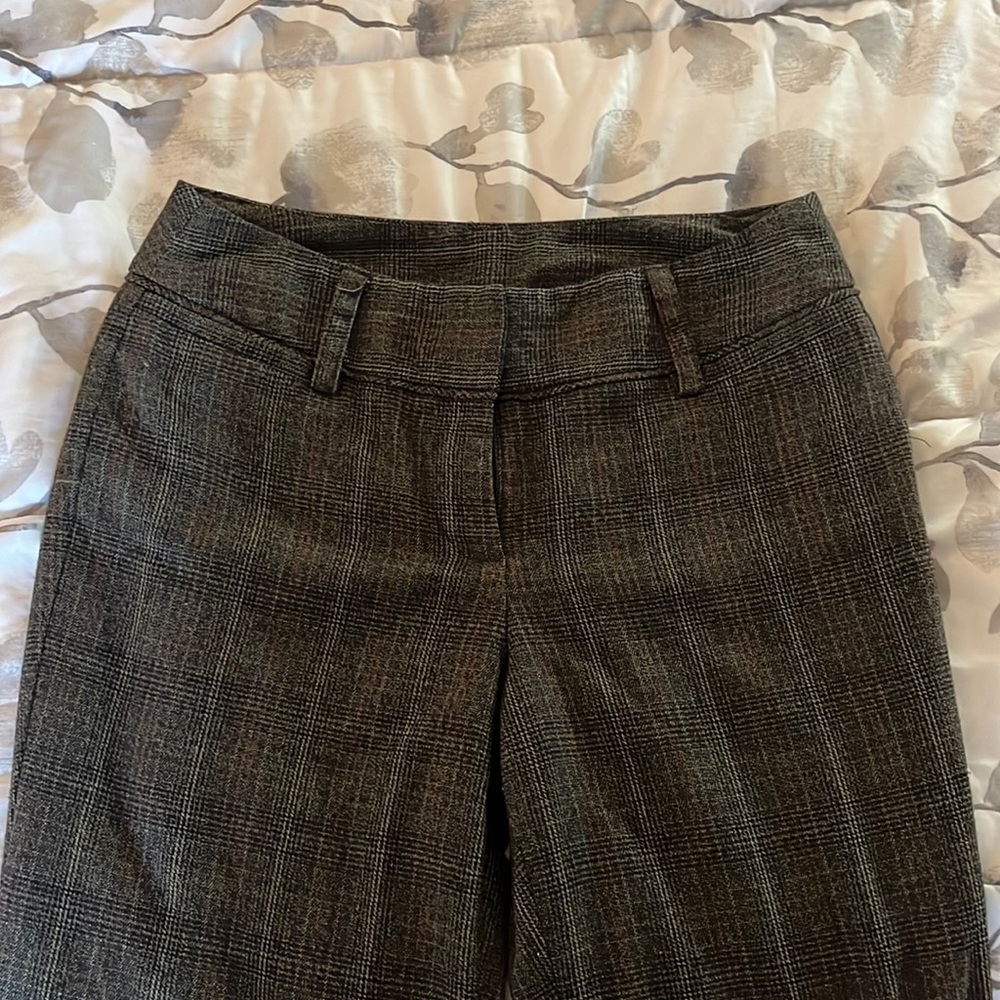 vintage low-rise flared plaid trousers